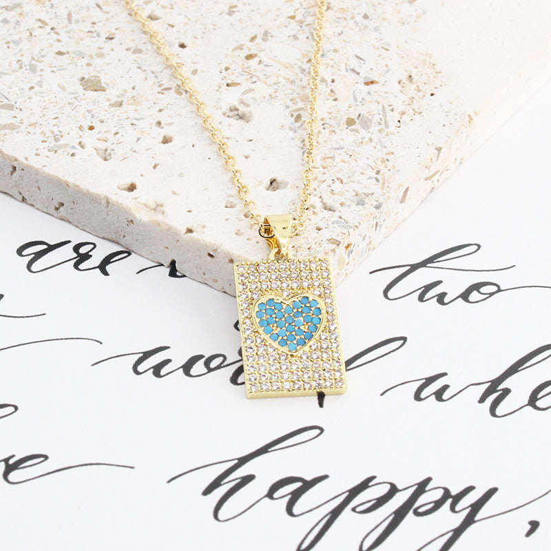 Wholesale Cross Heart Square Colorful Zircon Alloy Necklaces